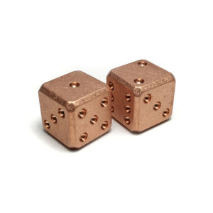 Flytanium FLY009, Cuboid Large Copper D6 Dice Set (2) – Stonewash
