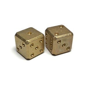 Flytanium FLY008, Cuboid Large Brass D6 Dice Set (2) – Stonewash