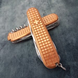 Swiss Bianco Copper Scales for 91mm Victorinox Swiss Knives, Waffle Pattern