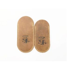 Strong Cow, Leather Pouch, Oval Slip-On, Large / Medium with logo